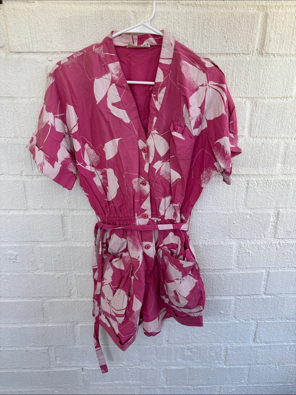 Maniqui Retro Vintage 90's Cotton Floral Pink Patterned Romper sz 10